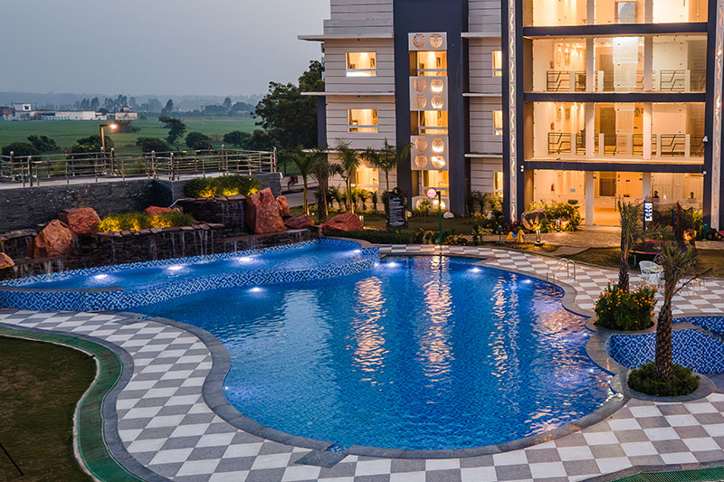 Infinity pool overlooking forest
