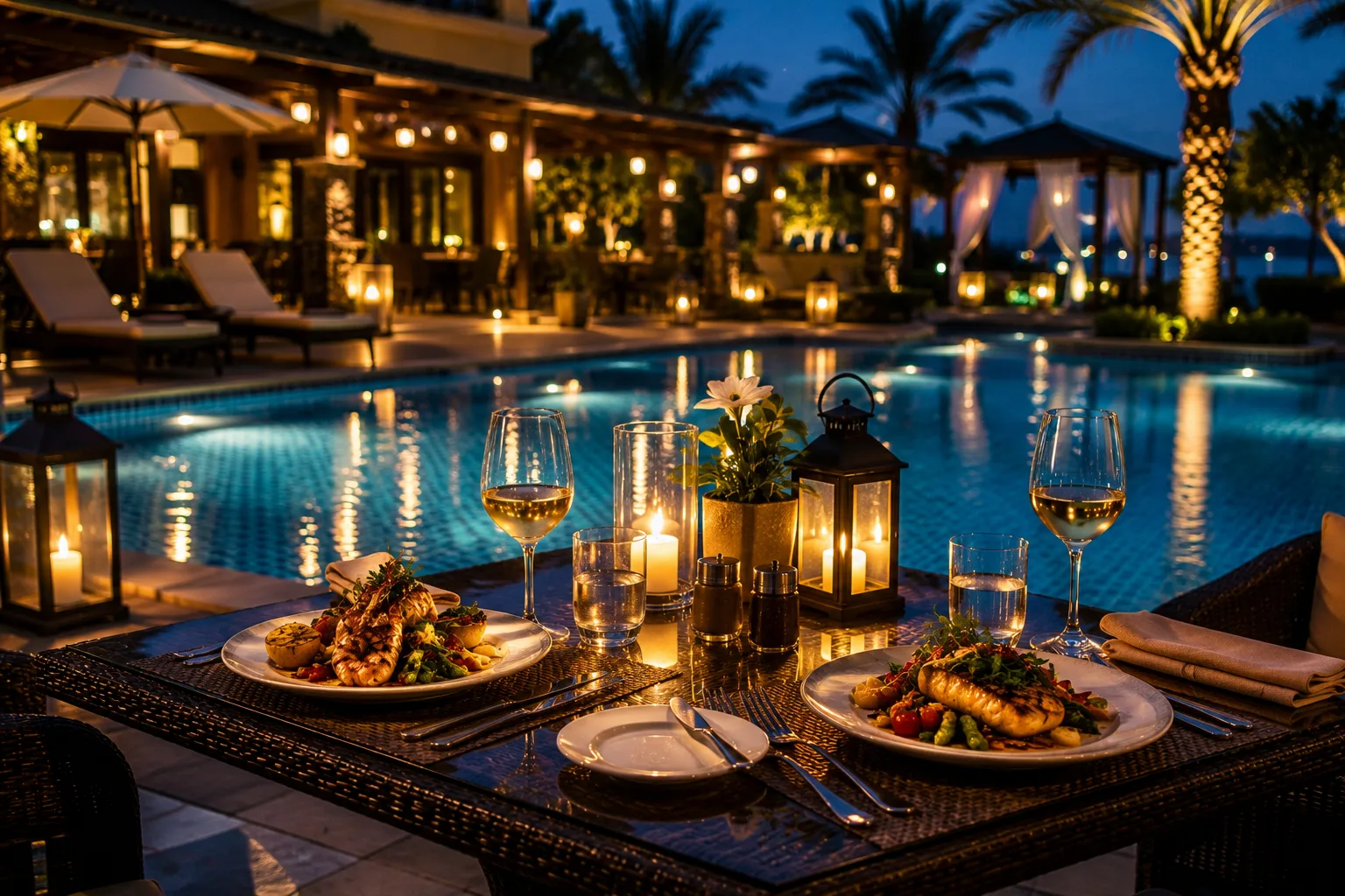 Poolside dining experience